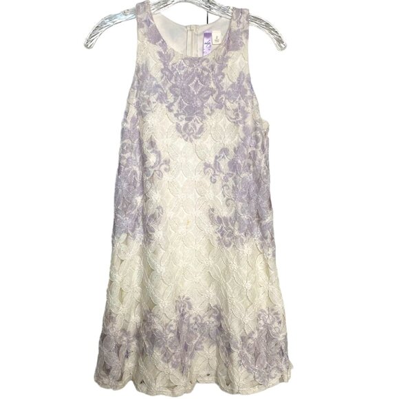 Alya Dresses & Skirts - Alya Womens Cream and Purple Lace Lined Dress Size S Fairycore Wedding Romantic